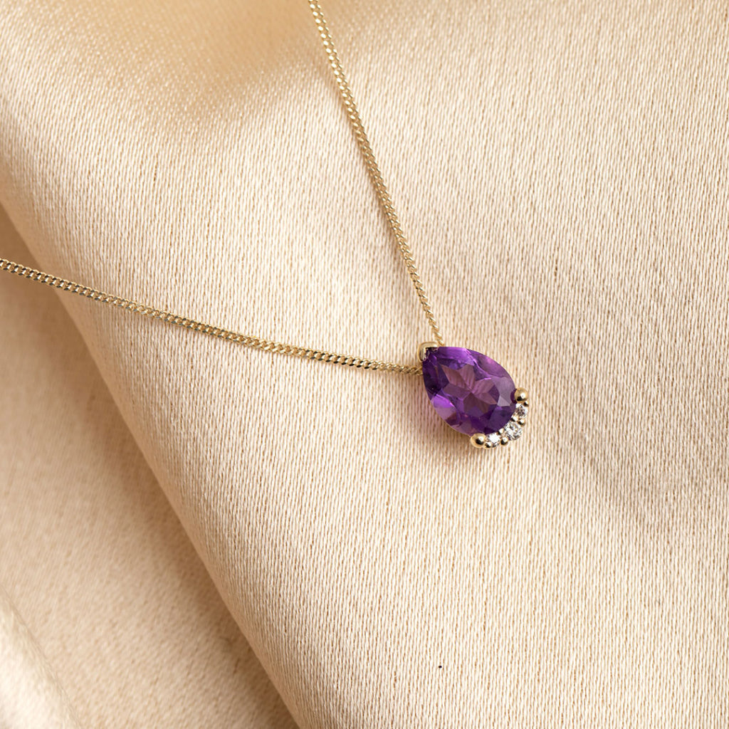 amethyst crown necklace on fabric 2