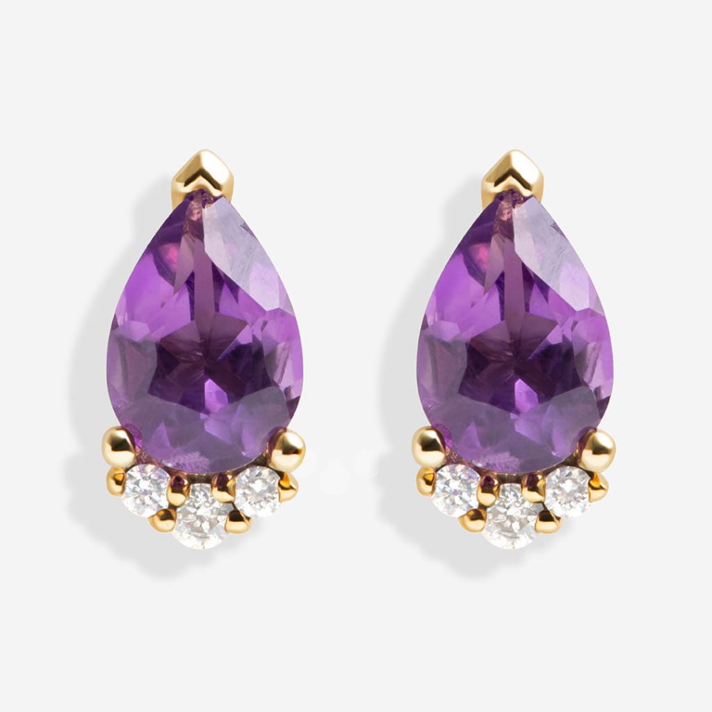 Amethyst Crown & Diamond Earrings | 9ct Gold