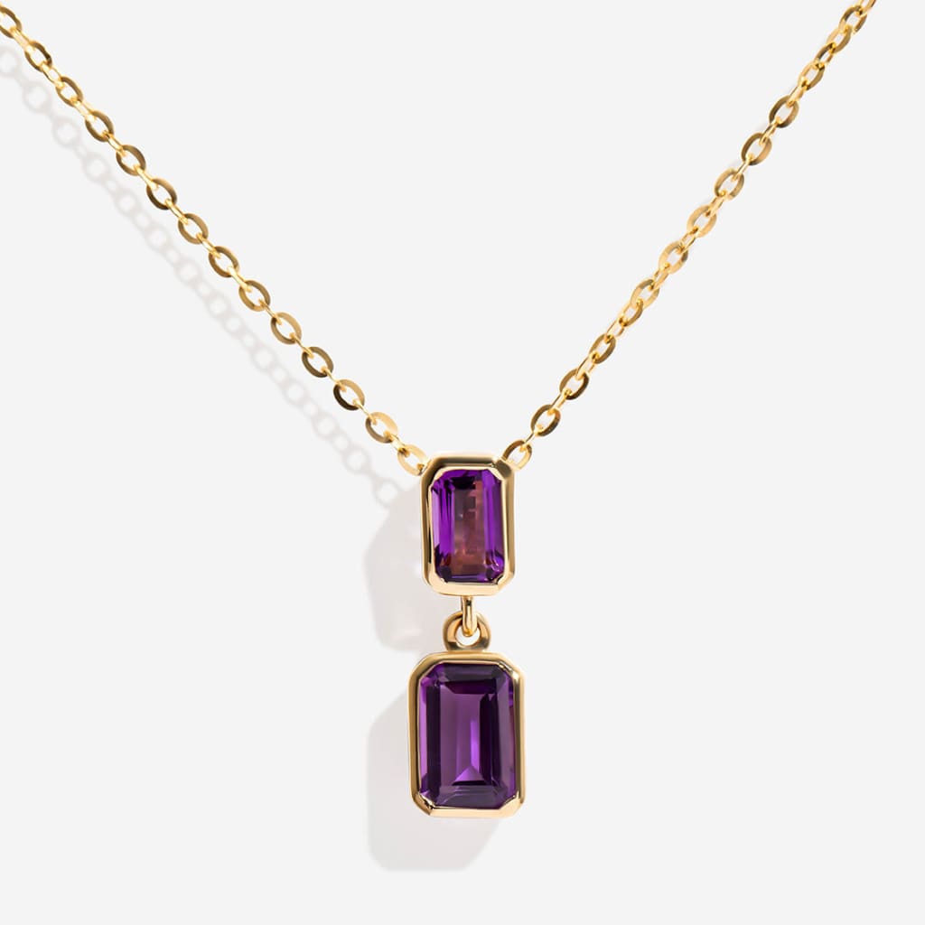 Amethyst Drop Necklace | 9ct Gold