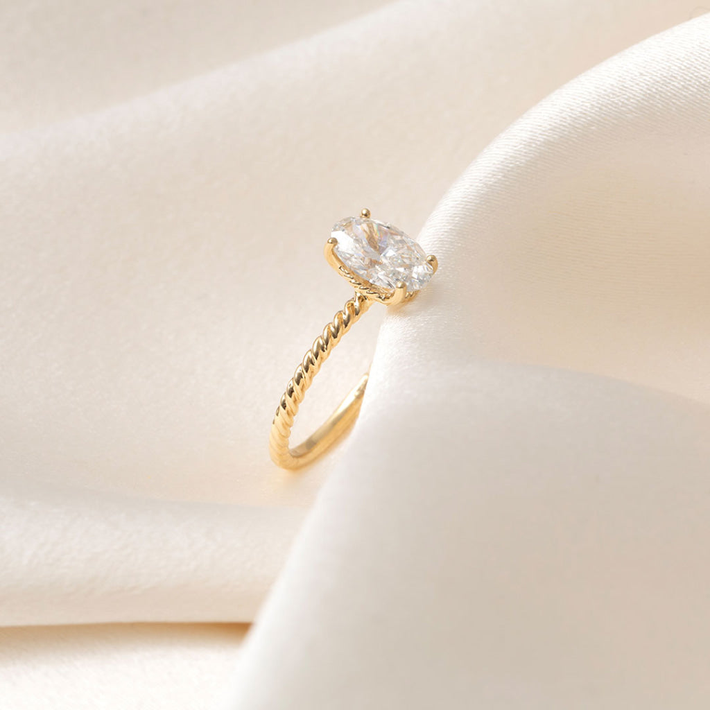 AMINA | Oval Solitaire Lab Diamond Set in 18ct Gold - Rings