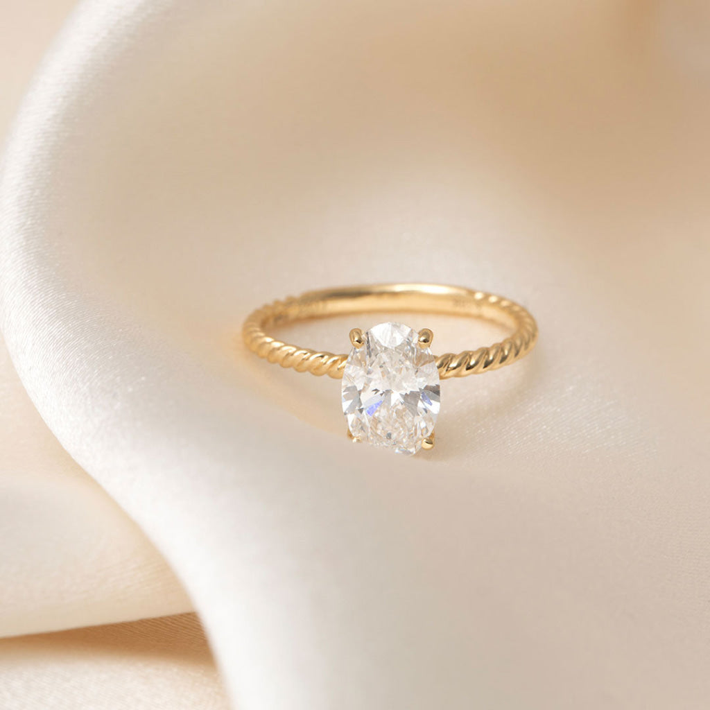 AMINA | Oval Solitaire Lab Diamond Set in 18ct Gold - Rings