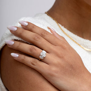 AMOUR 3.40ct | Oval 3-Stone Lab Grown Diamond Engagement Ring in 18ct Gold