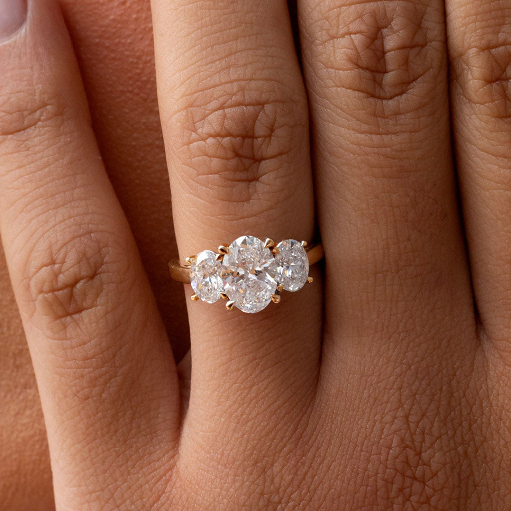 AMOUR Gold 2.50ct | Oval 3-Stone Lab Grown Diamond Engagement Ring in 18ct Gold