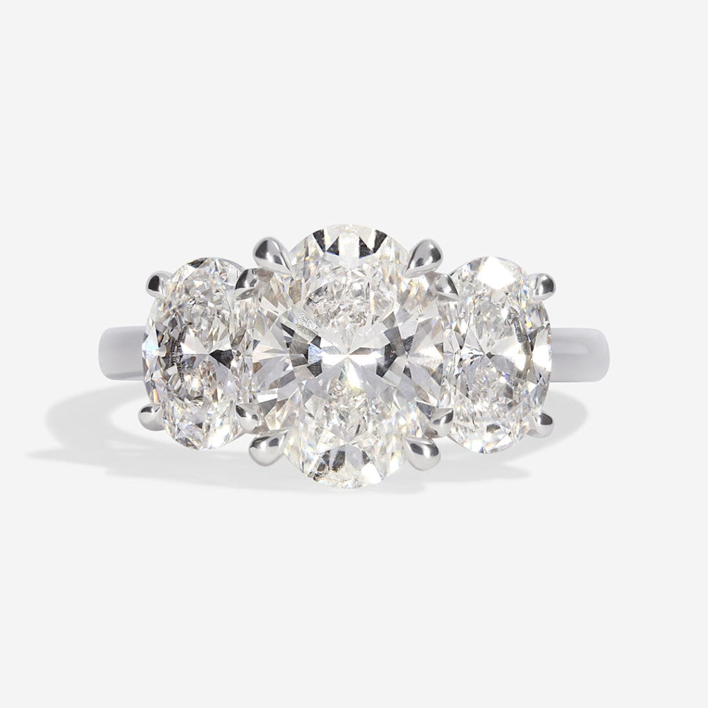 Amour platinum three stone oval diamond engagement ring Dublin