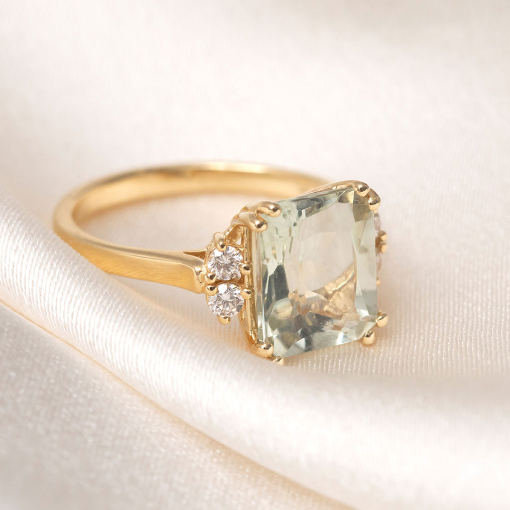 AMY | Green Sapphire Diamond Ring in 18ct Gold - Rings