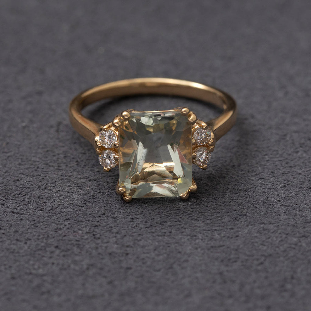 AMY | Green Sapphire Diamond Ring in 18ct Gold - Rings