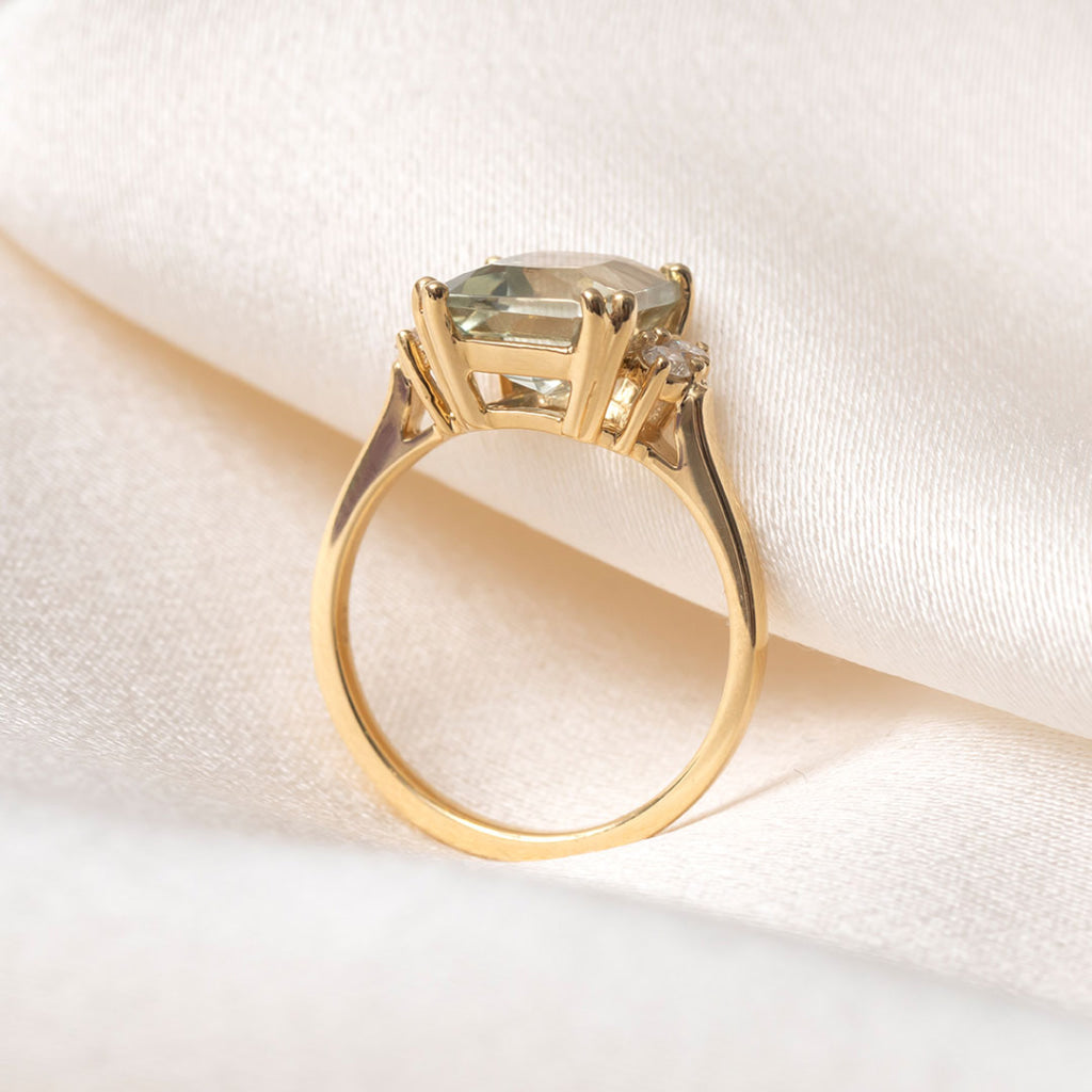 AMY | Green Sapphire Diamond Ring in 18ct Gold - Rings