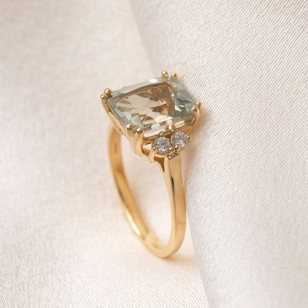 AMY | Green Sapphire Diamond Ring in 18ct Gold - Rings