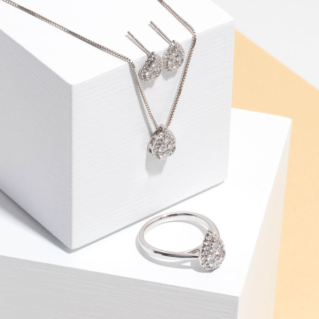 Pear Shape Diamond Pendant | 18ct White Gold - Necklace