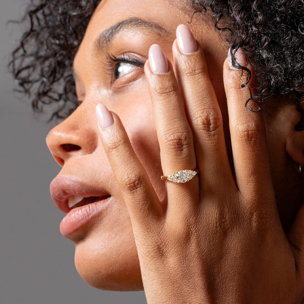 Woman wearing the Angel Diamond Engagement Ring - Photo 1