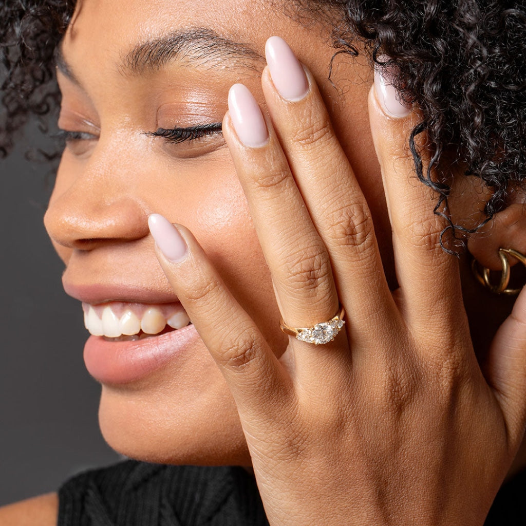 Woman wearing the Angel Diamond Engagement Ring - Photo 3