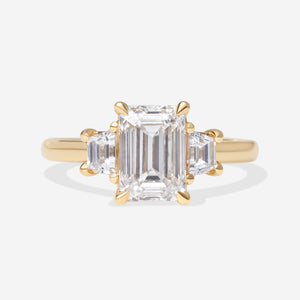 ANIKA | Emerald Cut 3 Stone Lab Grown Diamond Engagement Ring in 18ct Gold