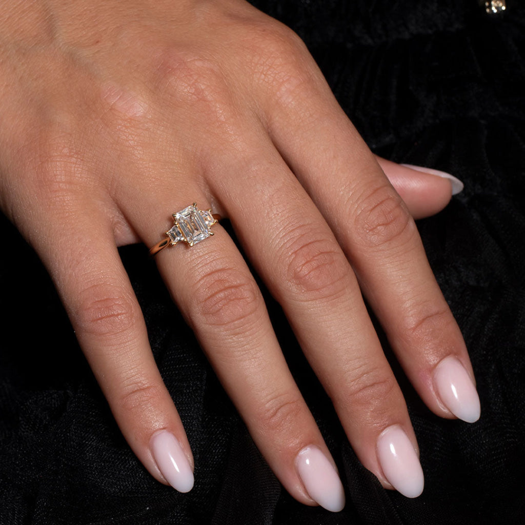 ANIKA | Emerald Cut 3 Stone Lab Grown Diamond Engagement