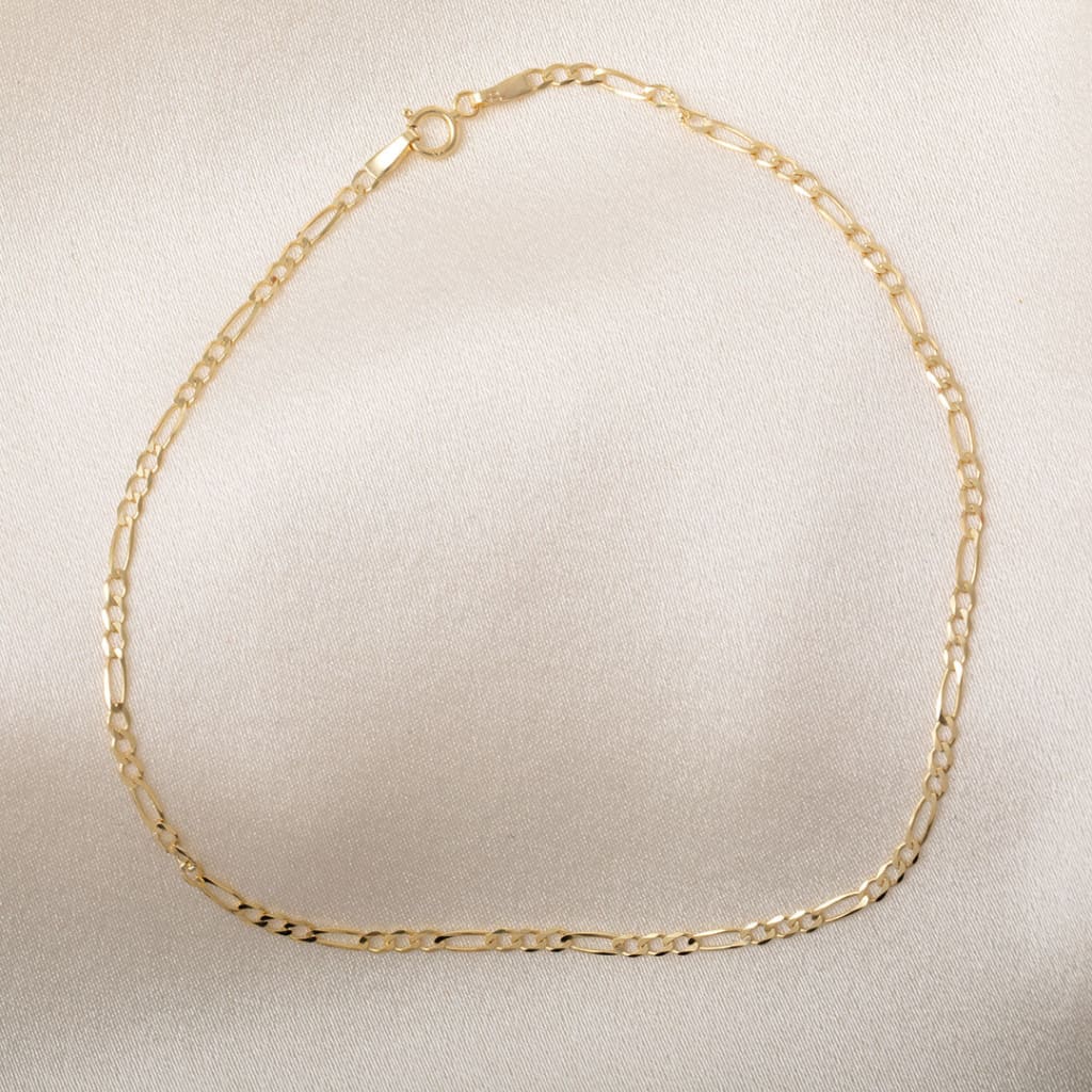 yellow gold figaro anklet