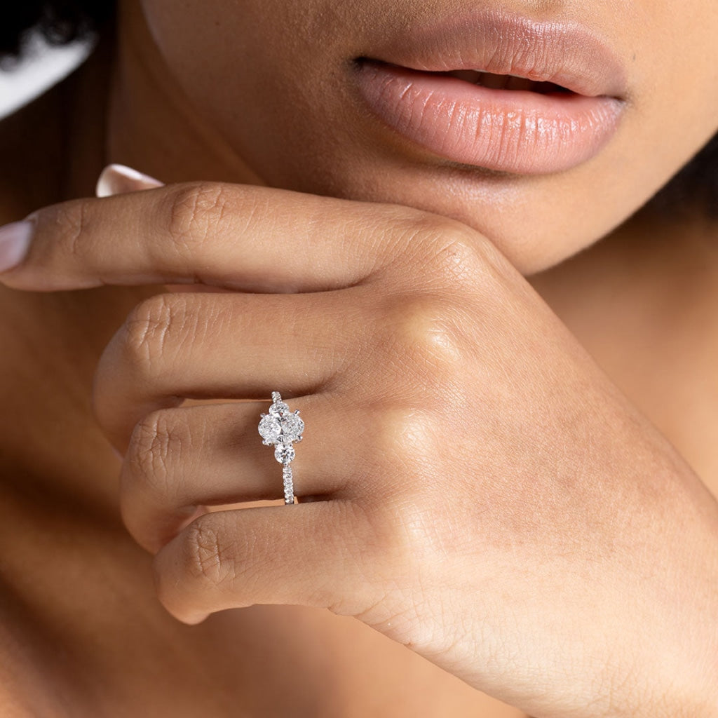 Aphrodite Diamond Engagement Ring on ladies hand - Photo 1