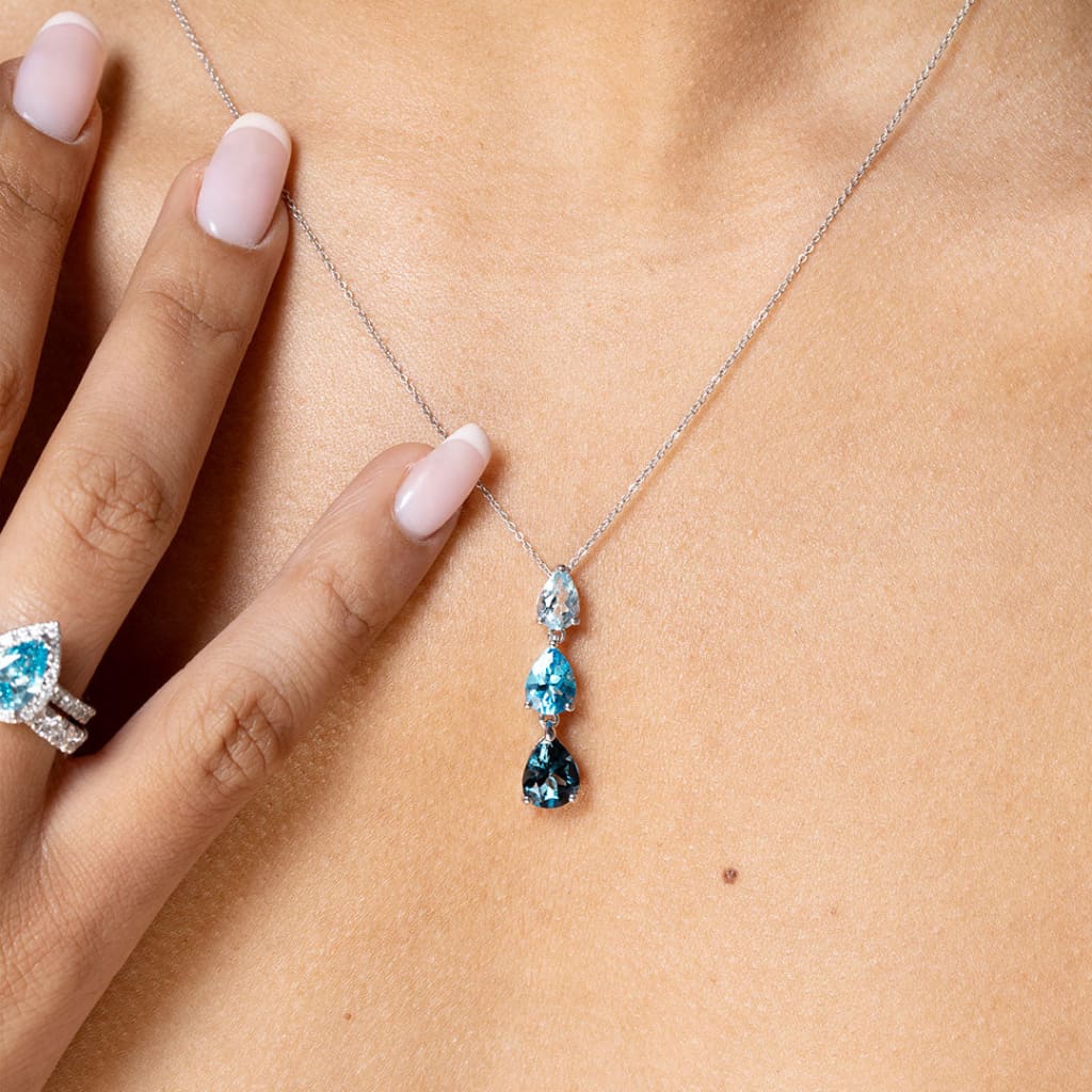 Aquarius | Blue Topaz Necklace in 9ct White Gold