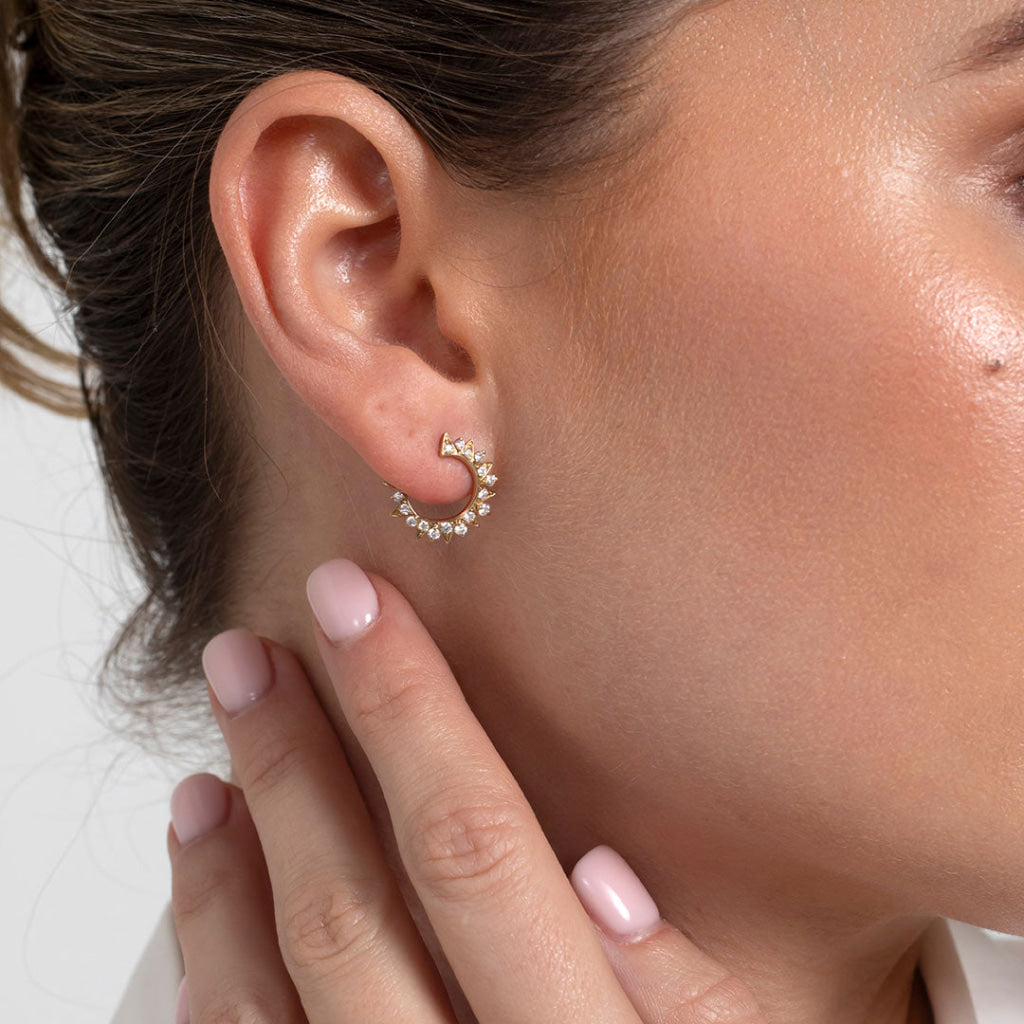 Arcé 0.44ct | 9ct Gold Natural Diamond Half Hoops - Earrings