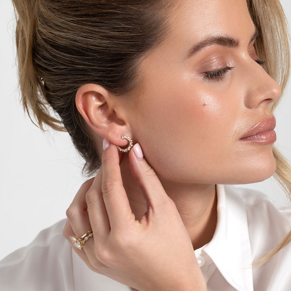 Arcé 0.44ct | 9ct Gold Natural Diamond Half Hoops - Earrings