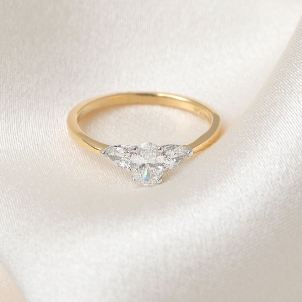 ARES | Oval 3-Stone Natural Diamond Engagement Ring in 18ct