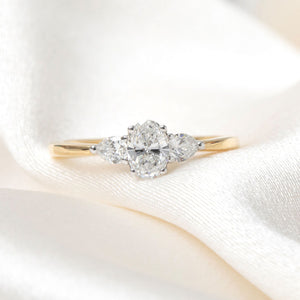 ARES | Oval 3-Stone Natural Diamond Engagement Ring in 18ct Gold