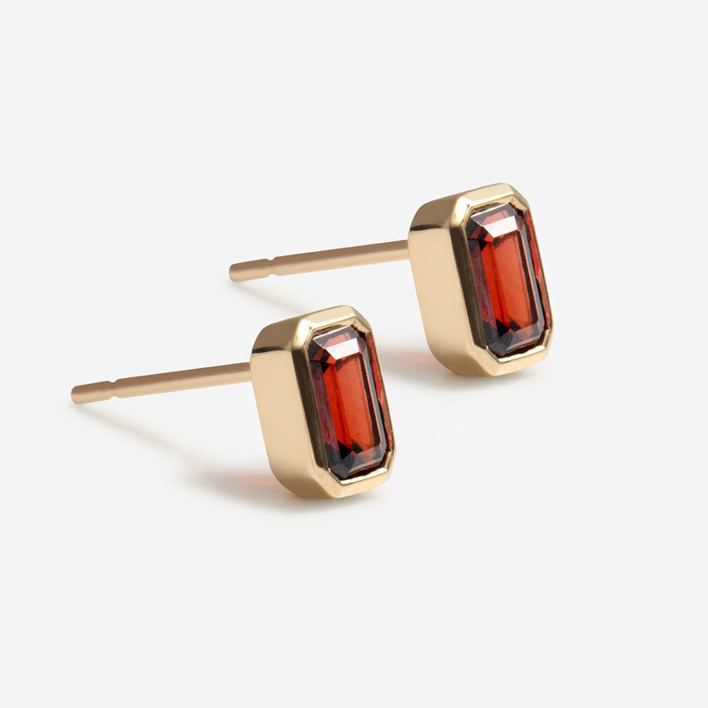 Art Deco Garnet Earrings | 9ct Gold - Earrings