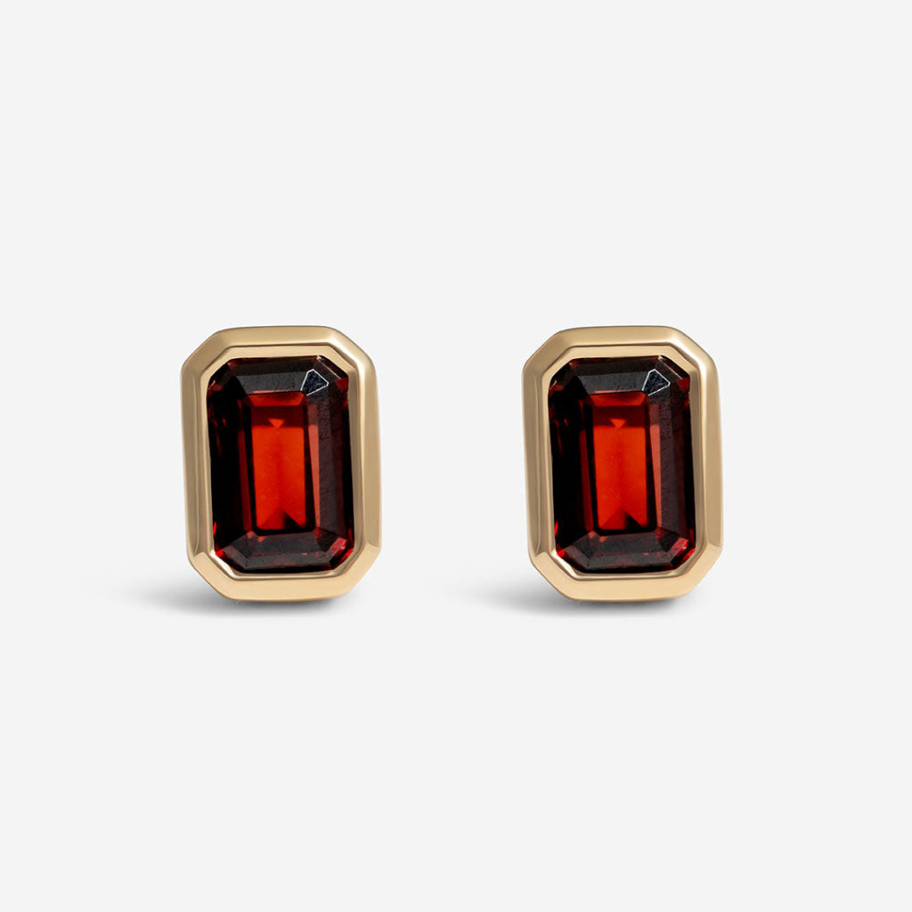 Art Deco Garnet Earrings | 9ct Gold - Earrings