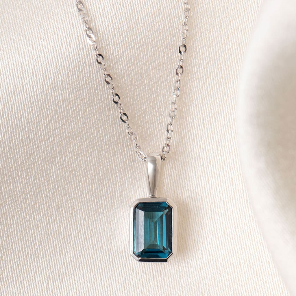ART DECO | London Blue Topaz & Diamond Necklace in 9ct