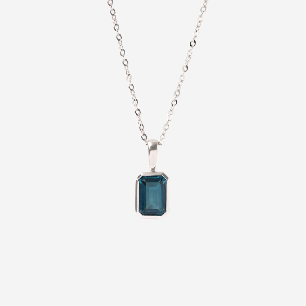 ART DECO | London Blue Topaz & Diamond Necklace in 9ct