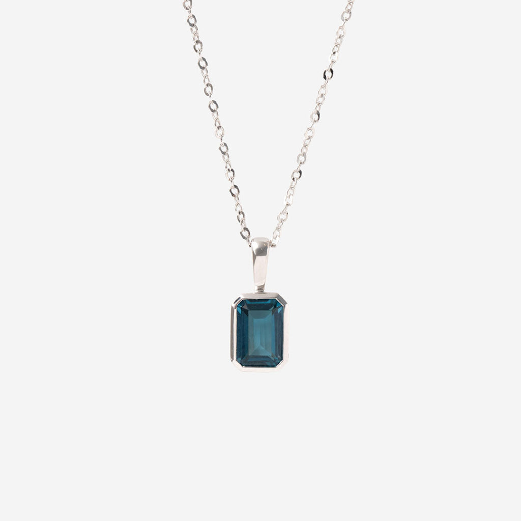 ART DECO | London Blue Topaz & Diamond Necklace in 9ct