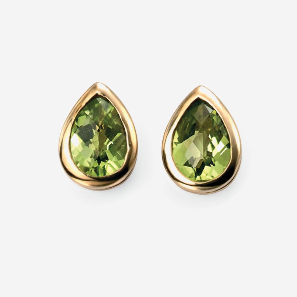 Art Deco Pear Peridot Earrings | 9ct Gold - Earrings