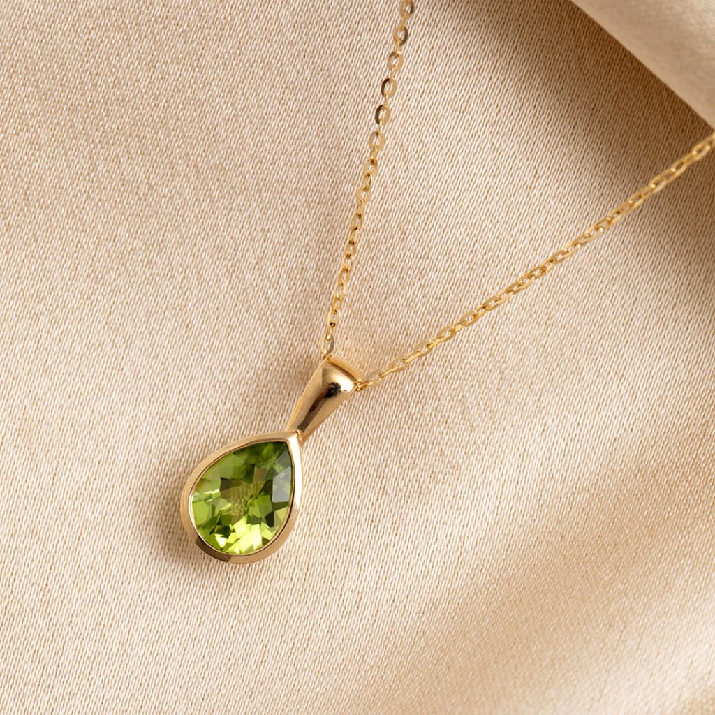 Art Deco Pear Peridot Necklace | 9ct Gold