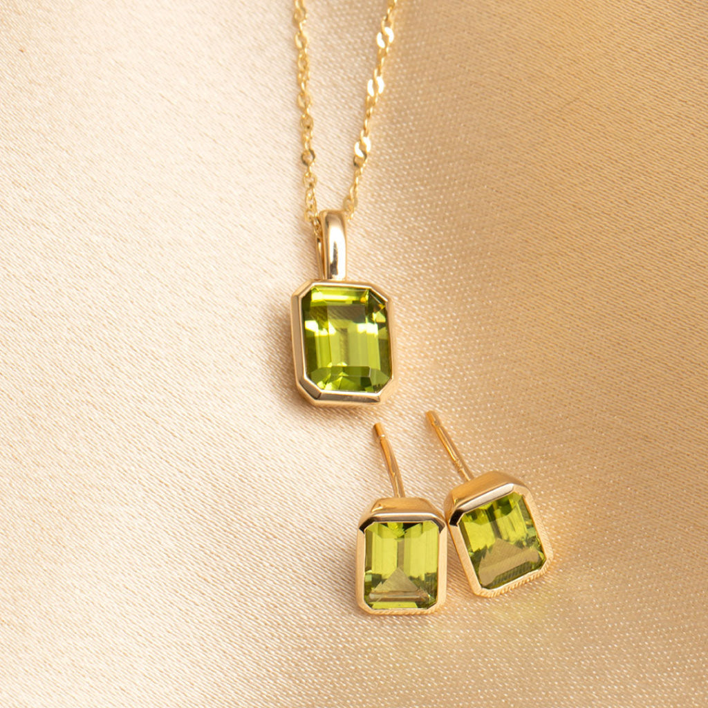 Art Deco Peridot Earrings | 9ct Gold - Earrings