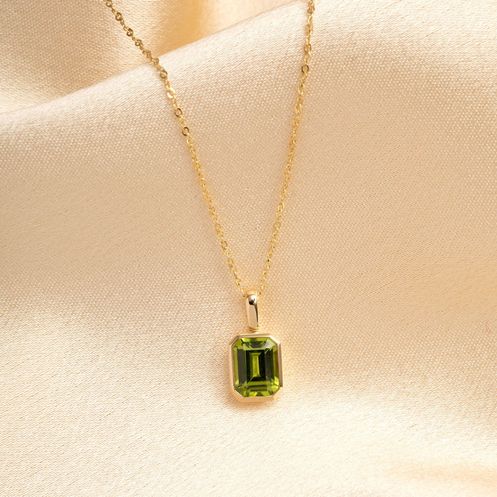 Art Deco Peridot Necklace | 9ct Gold - Earrings