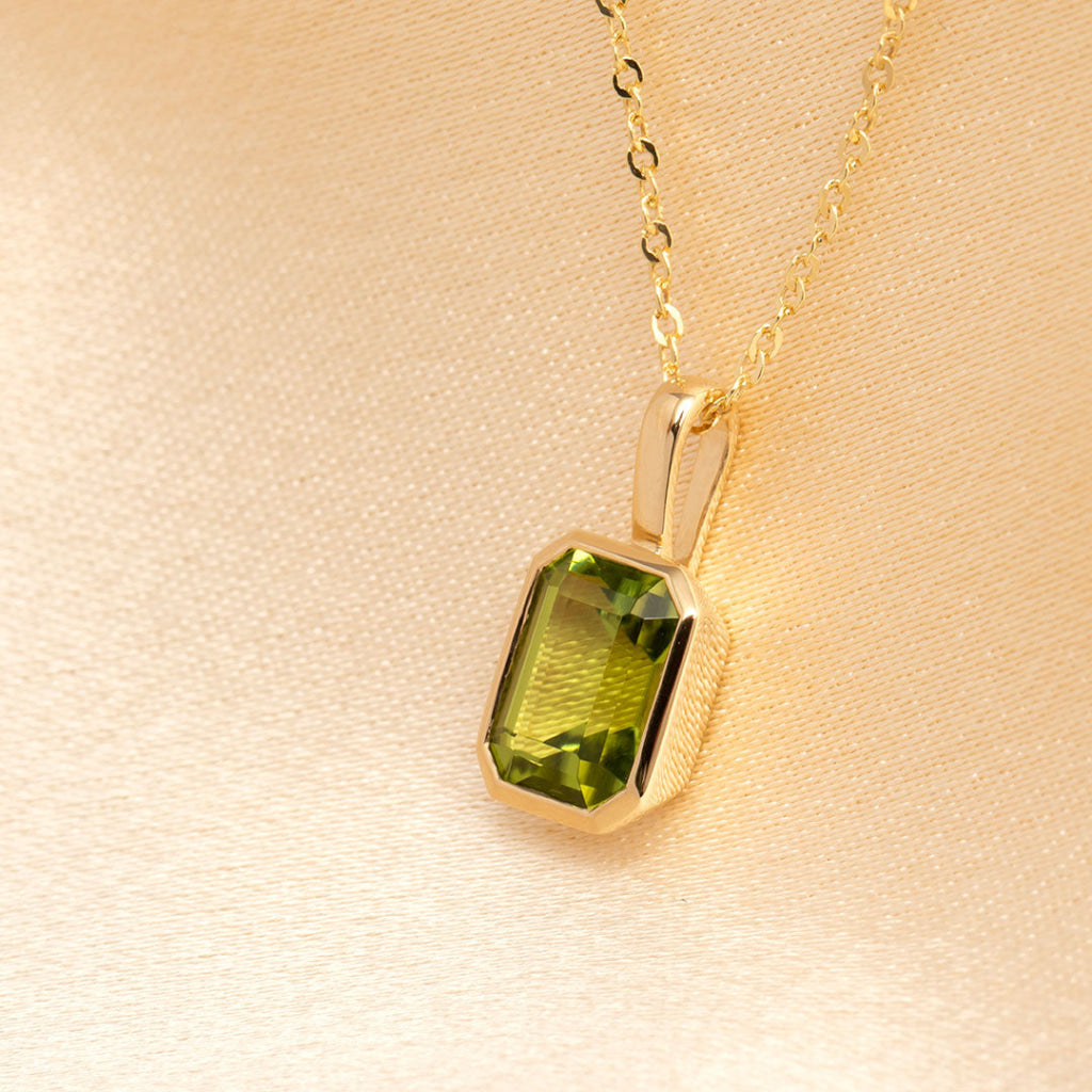 Art Deco Peridot Necklace | 9ct Gold - Earrings