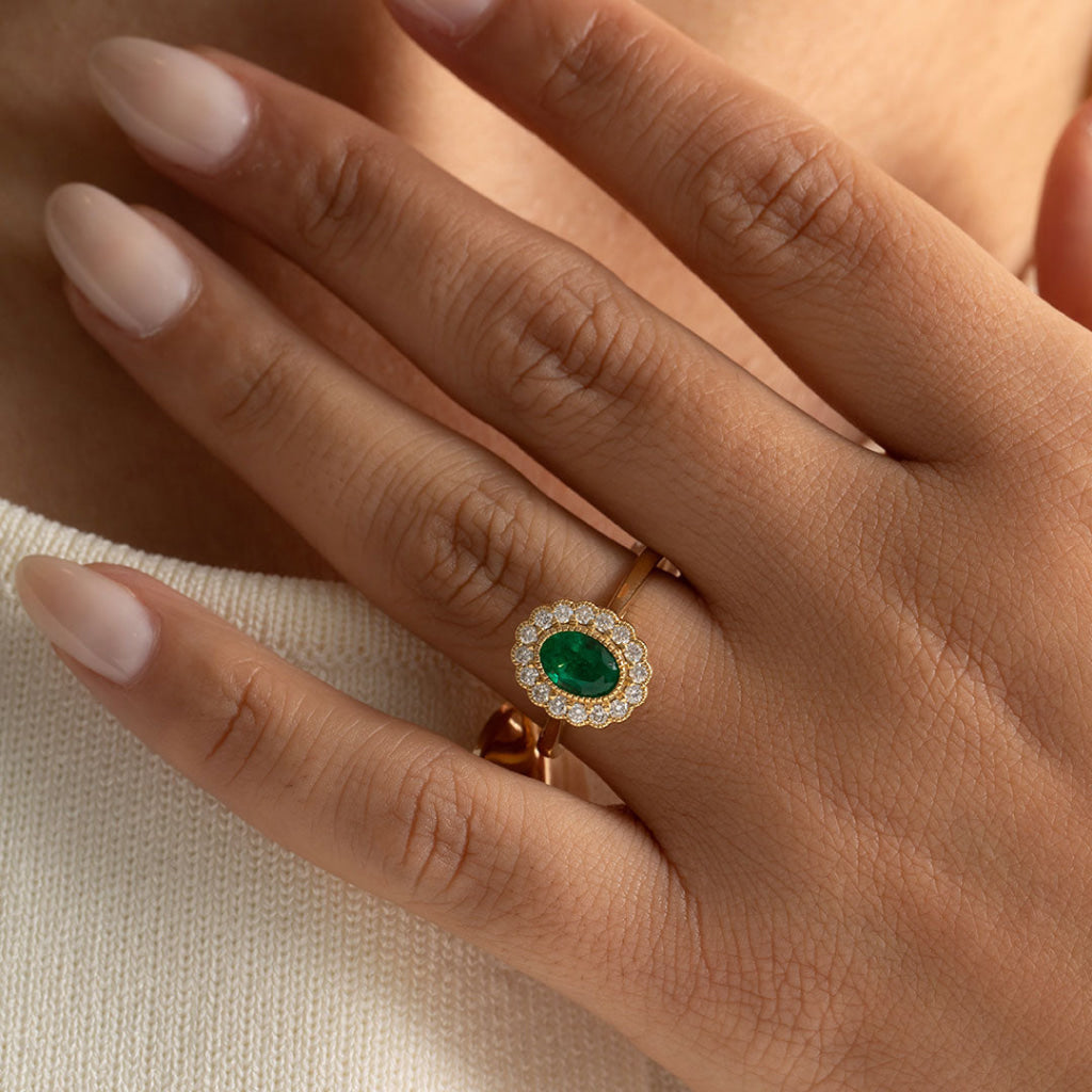 ASHLEA | Emerald & Diamond Ring - Rings