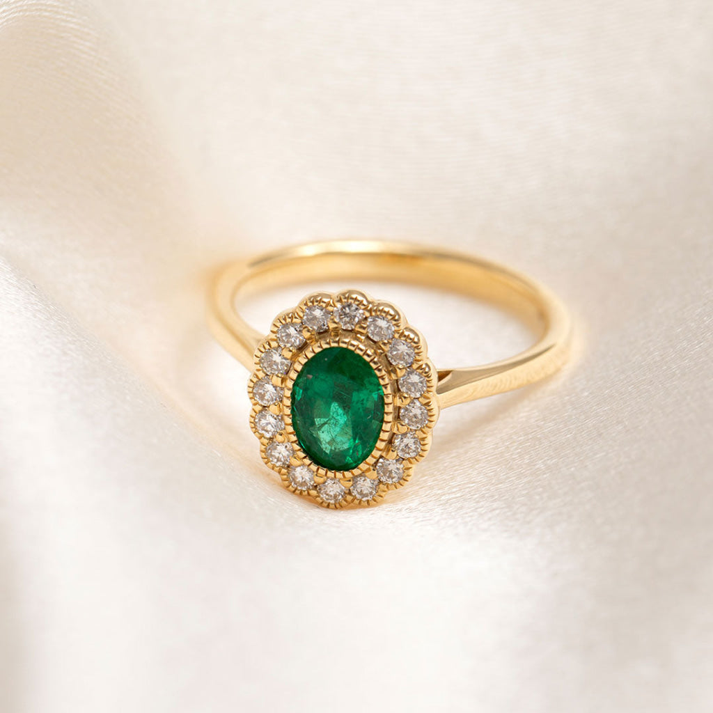 ASHLEA | Emerald & Diamond Ring - Rings