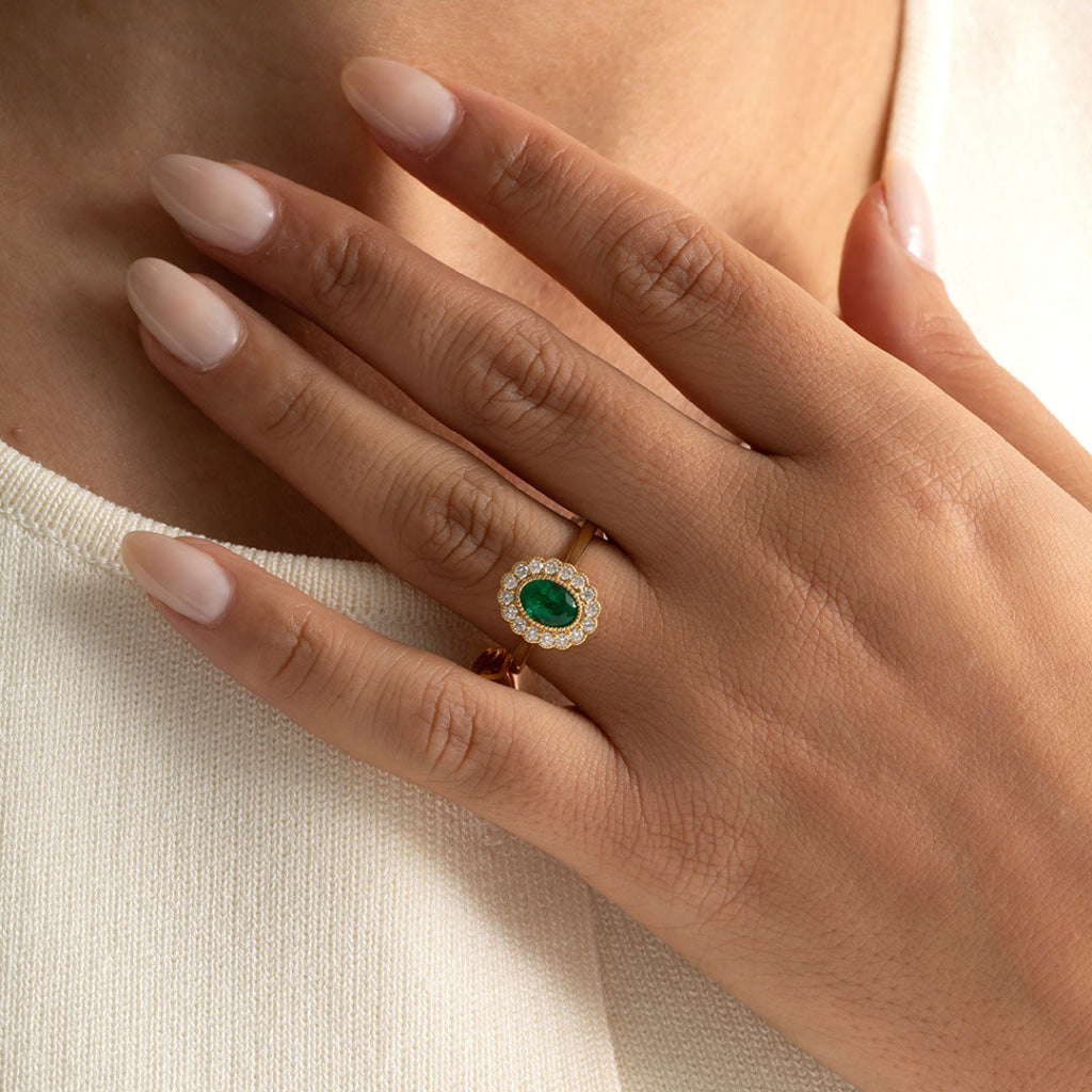 ASHLEA | Emerald & Diamond Ring - Rings