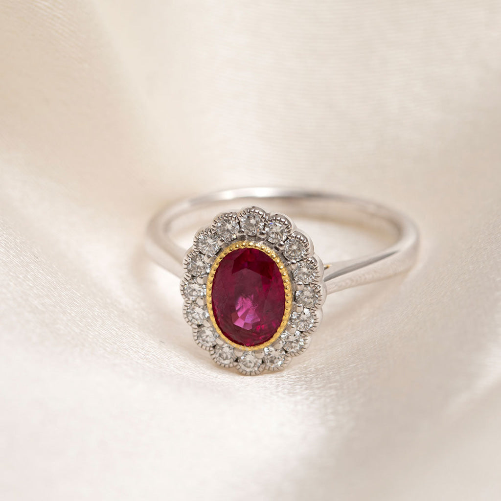 platinum ruby and diamond engagement ring