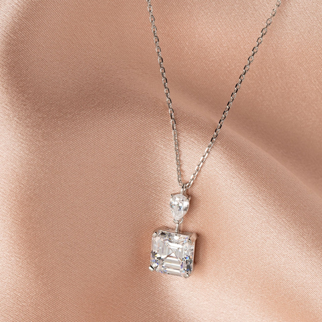 Asscher Cut Necklace | Sterling Silver - Necklace