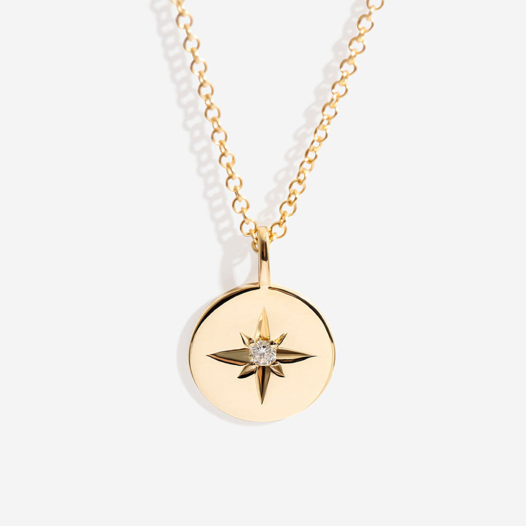 Aster circle necklace on white background