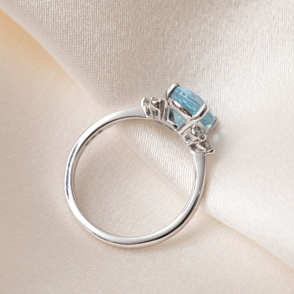 AURA | Blue Topaz Diamond Ring Set in Platinum - Rings