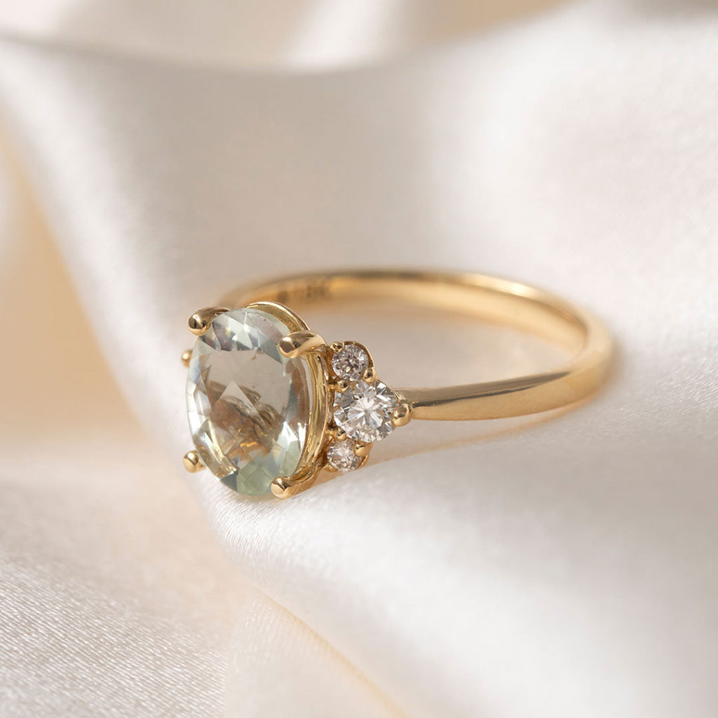 AURA| Green Sapphire Diamond Ring in 18ct Gold - Rings