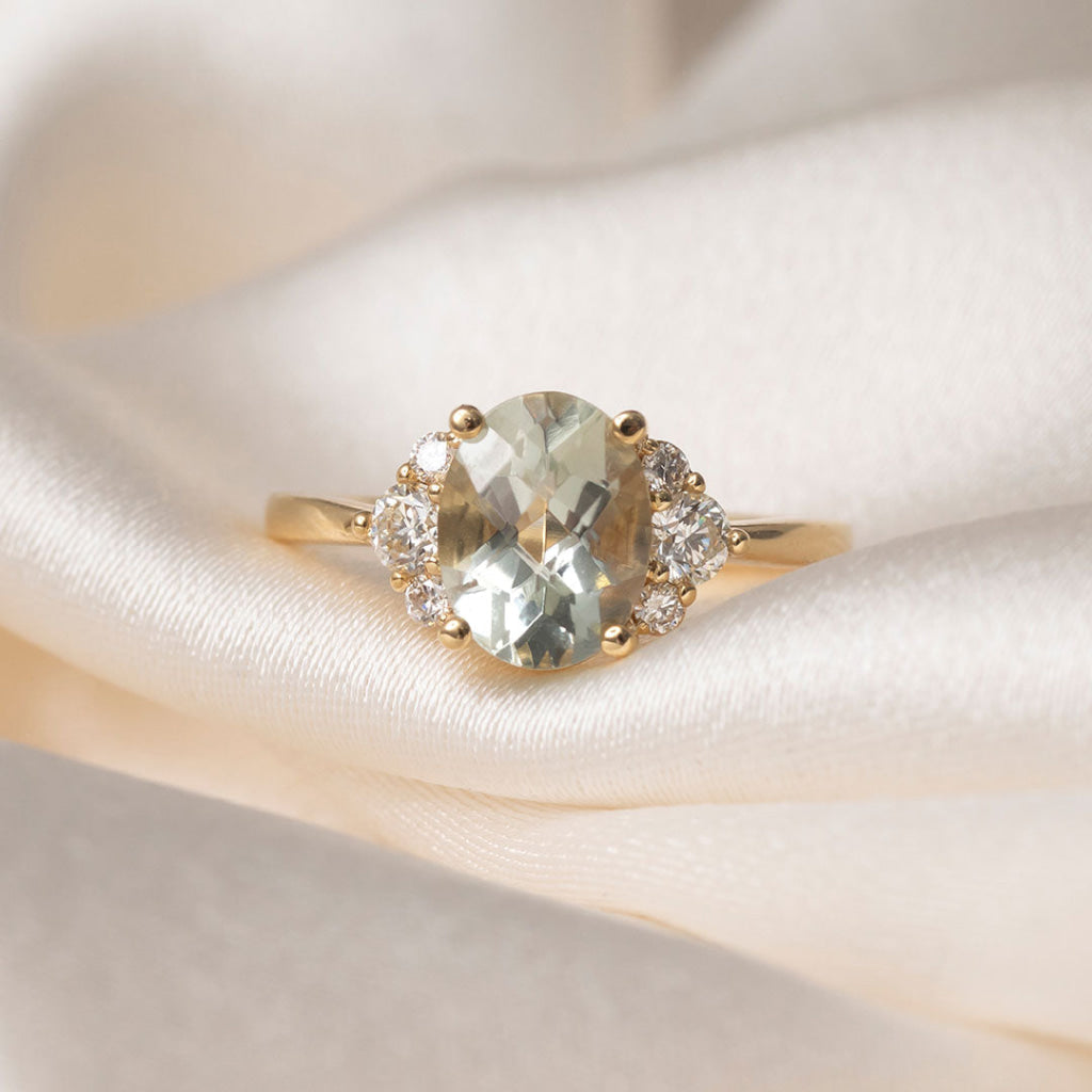 AURA| Green Sapphire Diamond Ring in 18ct Gold - Rings