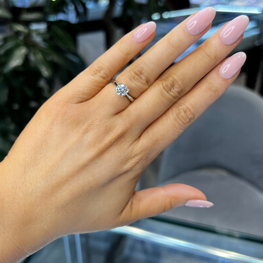Auric Platinum  1.20ct Lab Grown Engagement Ring hand