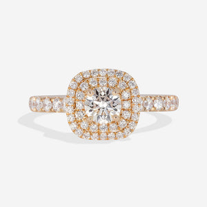 AURORA 0.85ct | Cushion Halo Diamond Engagement Ring in 18ct Rose Gold