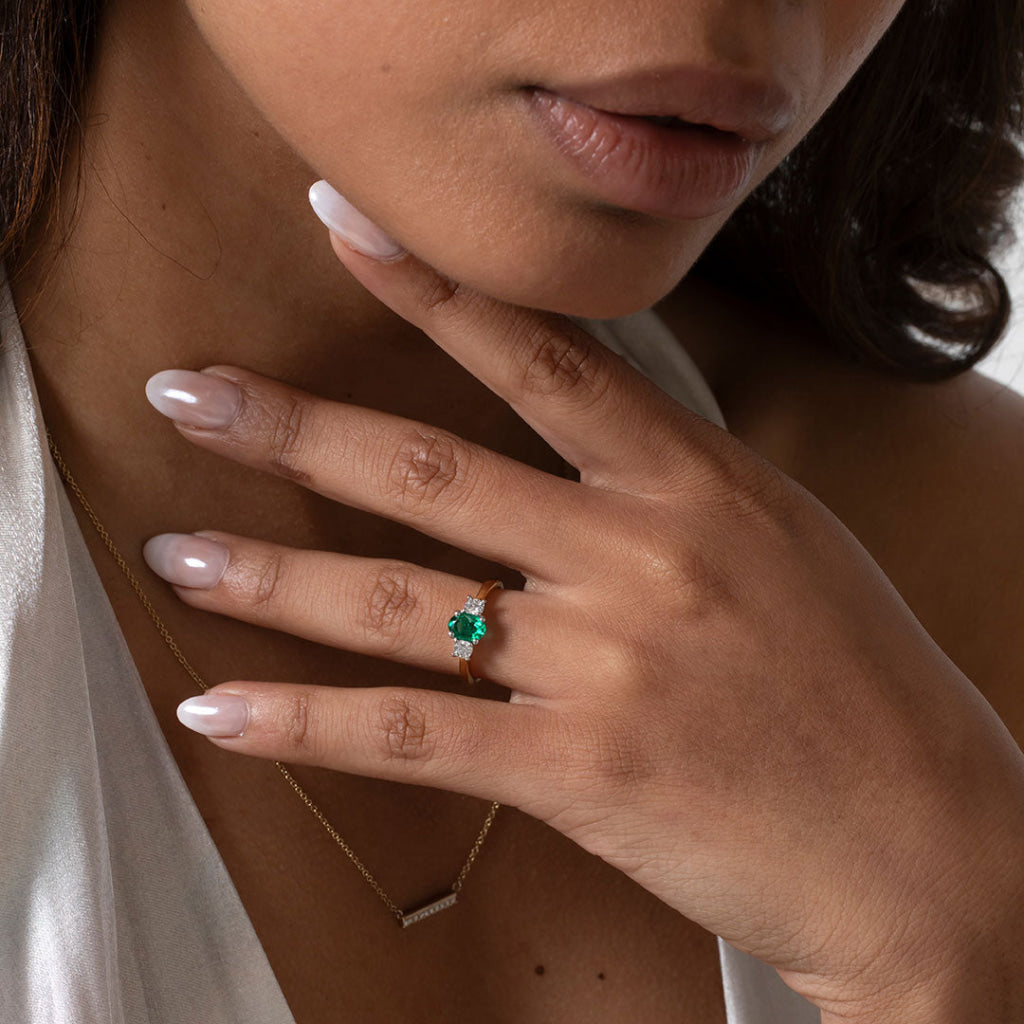 AVA | Emerald & Diamond Ring - Rings