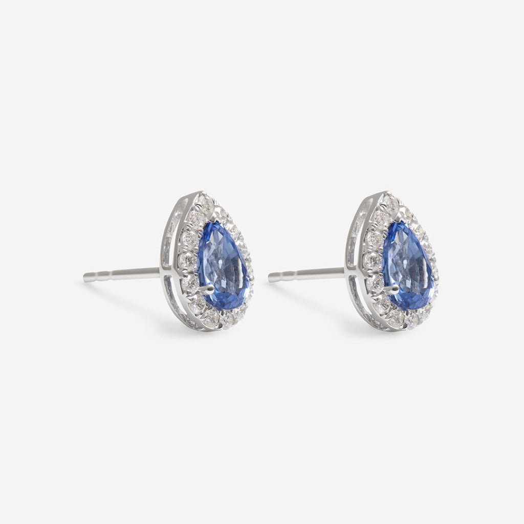 side view of sapphire and diamond earrings