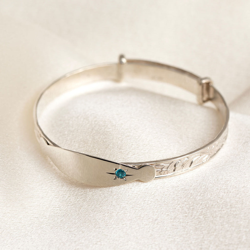 Baby Blue - Baby Bangle | Free Engraving - Bracelet