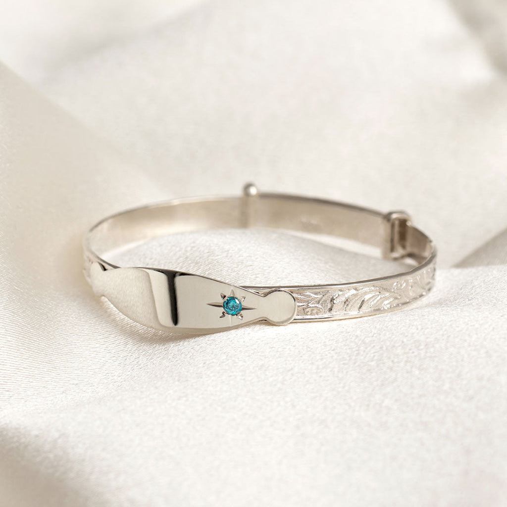 Baby Blue - Baby Bangle | Free Engraving - Bracelet