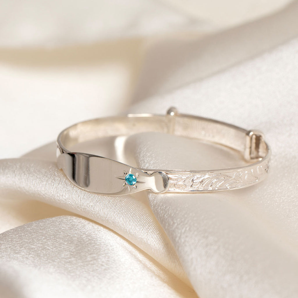 Baby Blue - Baby Bangle | Free Engraving - Bracelet